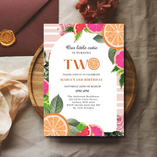 Invitation Summer Little Cutie Orange Citrus 2e anniversaire (Créateur téléchargé)