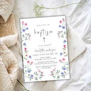 Invitation Summer Little Fleur sauvage Cross Christening Bapt
