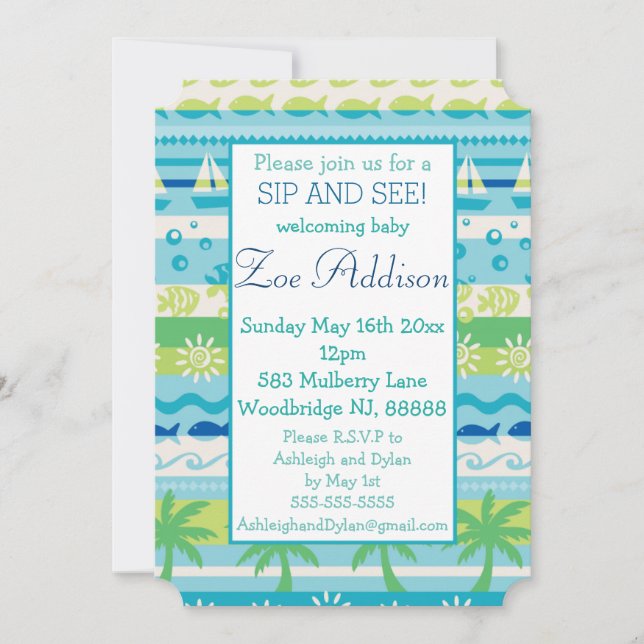 Invitation Summer Lovin' Nautical Baby Sip and See (Devant)