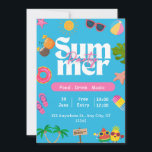 Invitation Summer Party Beach<br><div class="desc">summer party invitation, beach themed summer party invitation, palm tree, summer color</div>