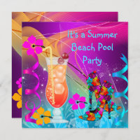 Summer Pink Turquoise Beach Pool Cocktail Party 3