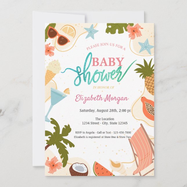 Invitation  Summer Pool Party Baby Shower  (Devant)