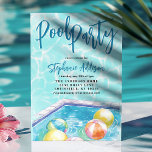 Invitation Summer Pool Party Beach Ball Sweet 16 Anniversaire<br><div class="desc">Faites un splash avec notre Summer Pool Party Beach Ball Sweet 16 Anniversaire Invitation! Cette délicieuse invitation est parfaite pour toute célébration d'anniversaire d'été, avec un cool, une piscine accueillante avec des boules de plage joueuses flottant sur l'eau. L'arrière - plan d'aquarelle bleu clair améliore l'ambiance de la fête de...</div>