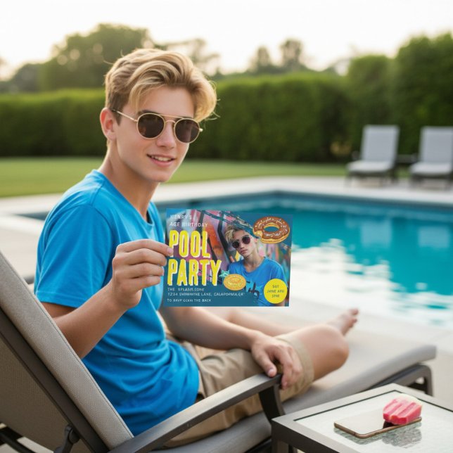 Invitation Summer Pool Party Birthday photo  (Créateur téléchargé)