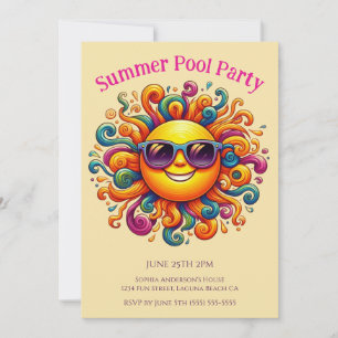 Invitation Summer Pool Party - Sunny Smiles