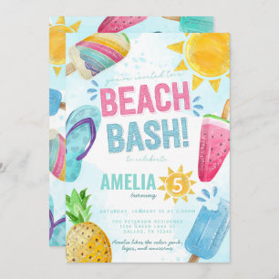 Invitation Summer Popsicle Beach Bash Anniversaire