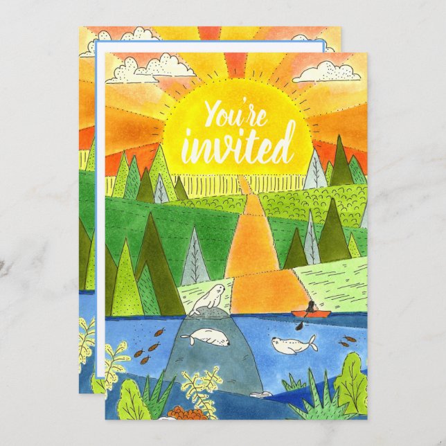 Invitation Summer River Aventure Ado Anniversaire Invitat (Devant / Derrière)