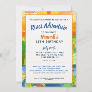 Invitation Summer River Aventure Ado Fête d'anniversaire