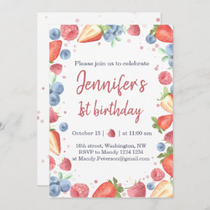 Invitation Summer Sweet Berry fraise 1er anniversaire