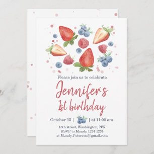 Invitation Summer Sweet Berry fraise 1er anniversaire Invitat