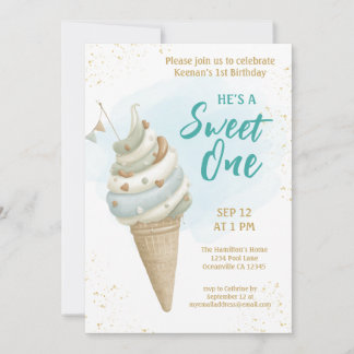 Invitation Summer Sweet One Icecream First Birthday 