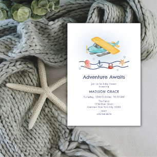 Invitation Summer Travel Adventure Baby shower hydravion