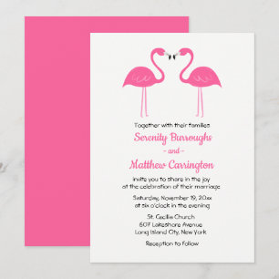 Invitation Summer Tropical Beach Flamant rose rose Mariage