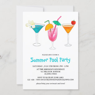 Invitation Summer Tropical Cocktail Adult Pool Party