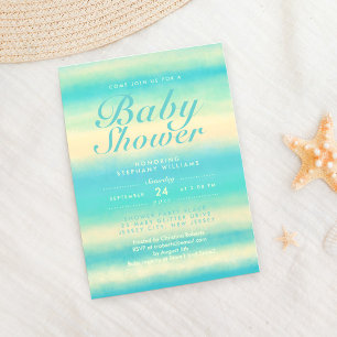 Invitation Summer Turquoise Beach Baby shower neutre Invitati