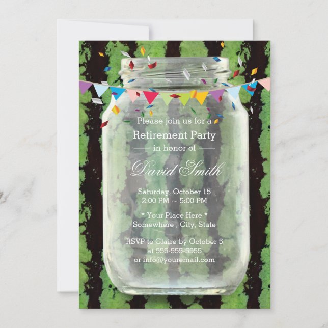 Invitation Summer Watermelon Mason Jar Retraite Party (Devant)