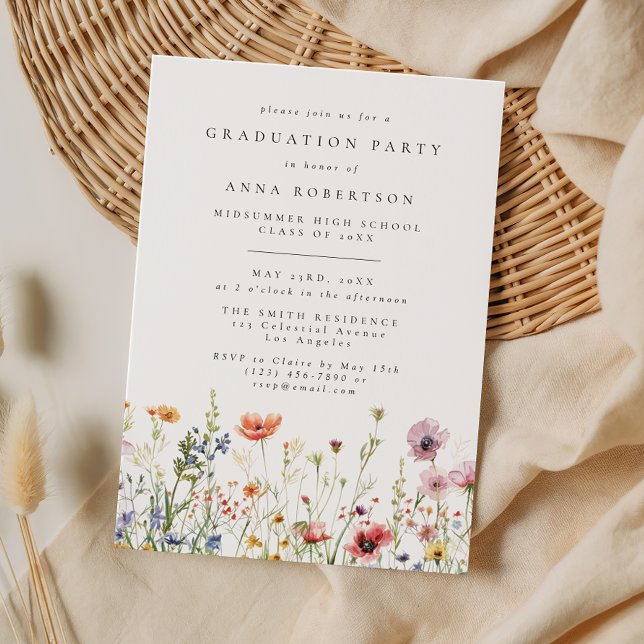 Invitation Summer Wildflower Graduation Party (Créateur téléchargé)