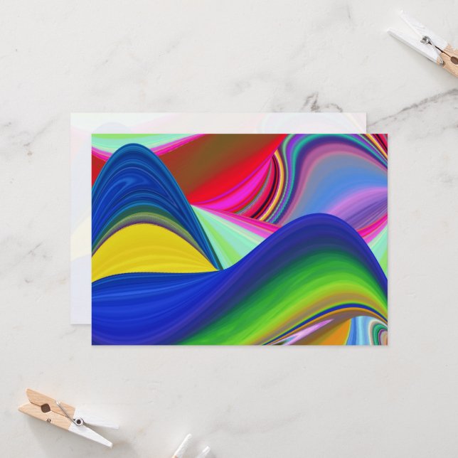 Invitation Summerrainbow, Rainbowart 3D Abstrait (Devant/Arrière en situation)
