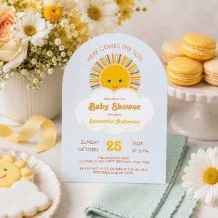 Invitation Sun Boy Baby Shower Voici venir le Fils Mignon Ble