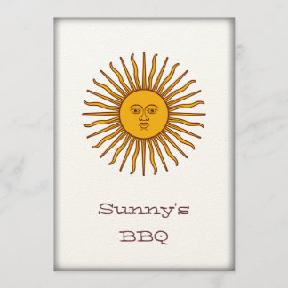 Invitation Sun d'or d'invitation de partie de BBQ de mai
