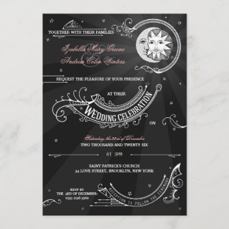 Invitation Sun et amour de lune - mariage de Classique-cru