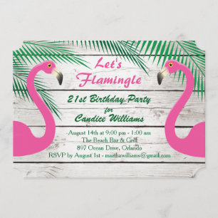 Invitation Sun Kissed Flamingle 21e fête d'anniversaire