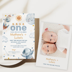 Invitation Sun Premier voyage autour de Sun Twin Boys 1er ann