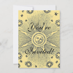 Invitation Sun Stars Antique Nuit Ciel Médiéval Zodiac