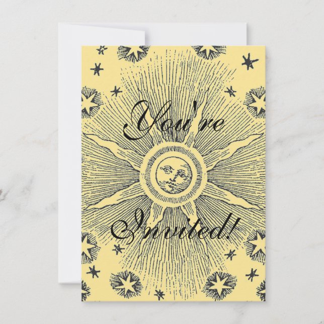 Invitation Sun Stars Antique Nuit Ciel Médiéval Zodiac (Devant)