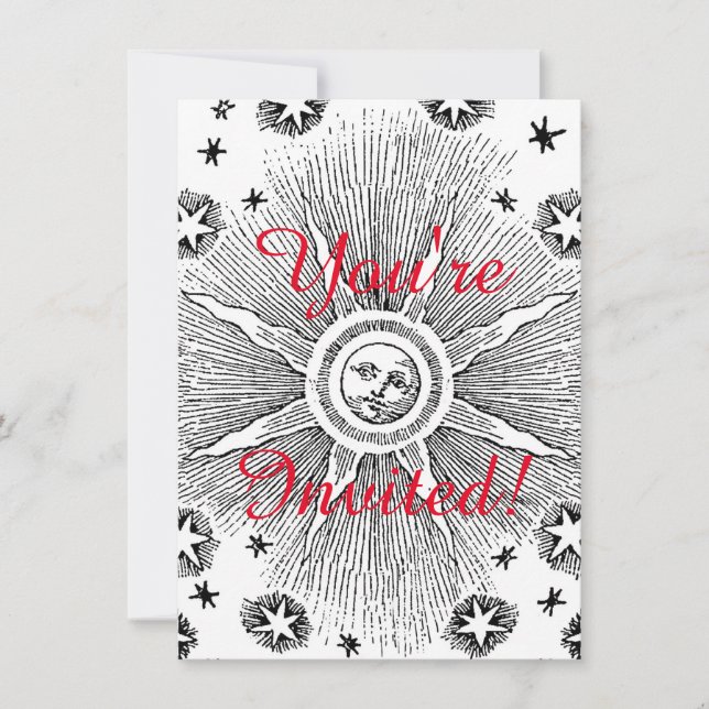 Invitation Sun Stars Antique Nuit Ciel Médiéval Zodiac (Devant)