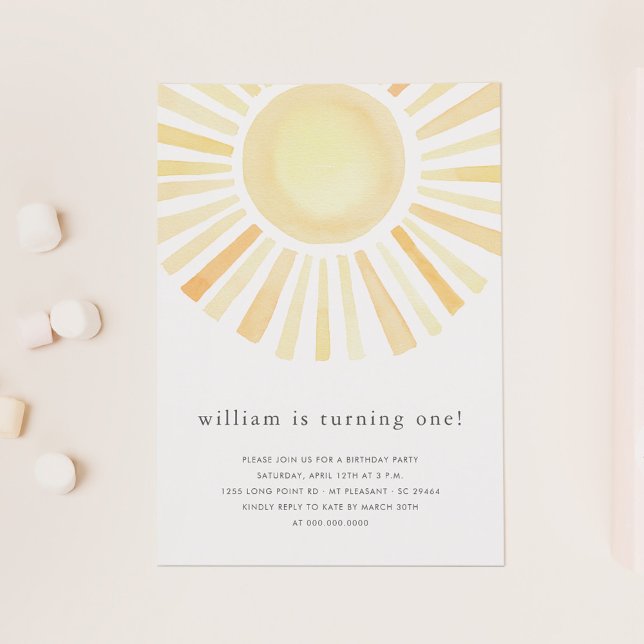 Invitation Sun Sunshine Boho Première fête d'anniversaire (Créateur téléchargé)