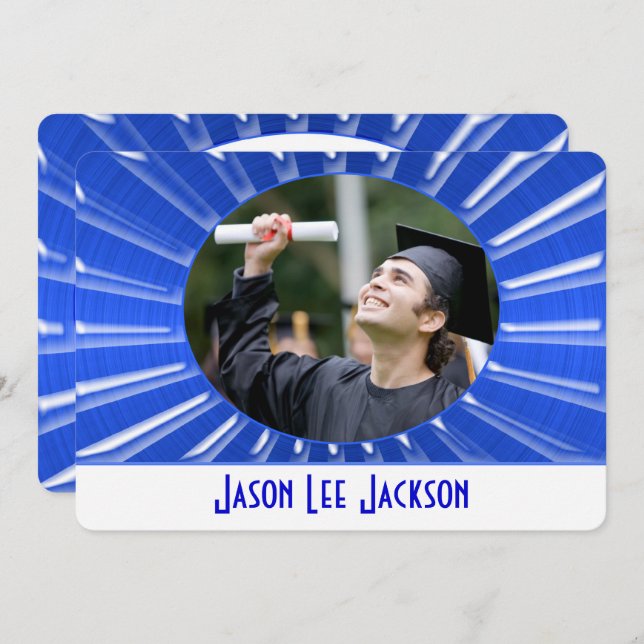 Invitation Sunburst en métal bleu (Devant / Derrière)