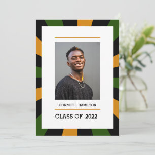 Invitation Sunburst Green Orange Black Photo Graduation