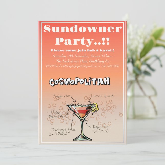 Invitation Sundowner Cosmopolitan Cocktail Party (Debout devant)