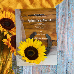 Invitation Sunflower and Horseshoe Country Western Wedding