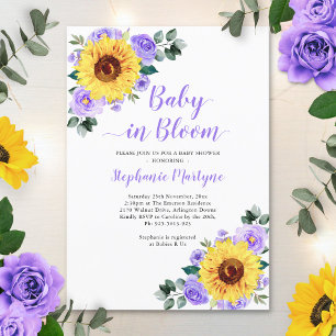 Invitation Sunflower Baby En Fleur Baby shower Floral Violet 