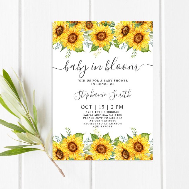 Invitation Sunflower Baby in Bloom Baby shower Girl (Créateur téléchargé)