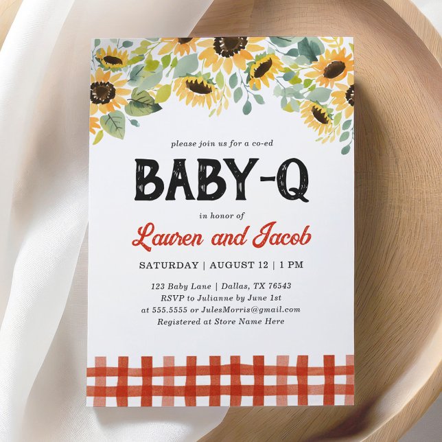 Invitation Sunflower Baby Q Rustic Couples Baby shower (Créateur téléchargé)