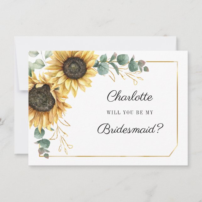 Invitation  Sunflower Be My Bridesmaid Card (Devant)