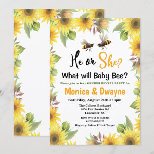 Invitation Sunflower Bee Baby shower de la révélation du genr
