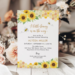 Invitation Sunflower Bee Little Honey Baby shower