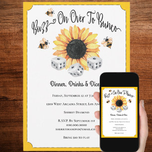 Invitation Sunflower Bees Floral Dice Bunco