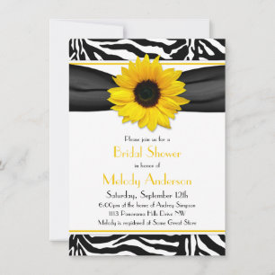 Invitation Sunflower Black White Zebra Imprimer Fête des mari