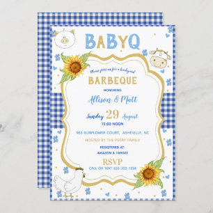 Invitation Sunflower Blue En vichy Baby Q Barbecue