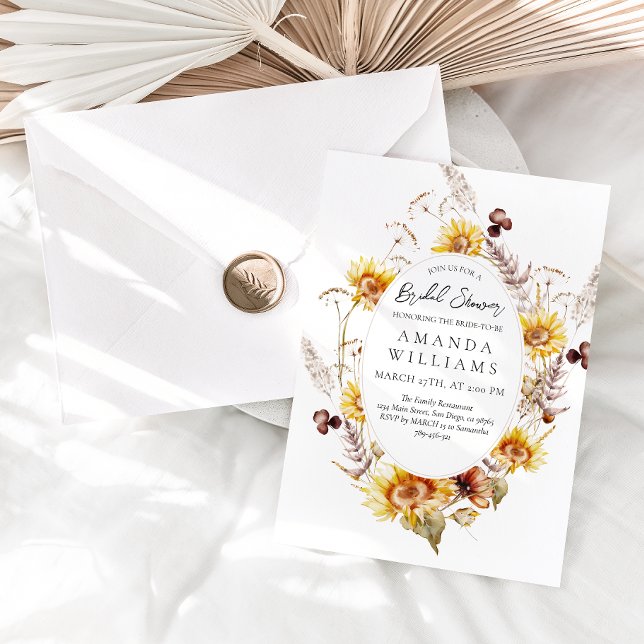 Invitation Sunflower Boho Fleur sauvage Fête des mariées mode (Créateur téléchargé)