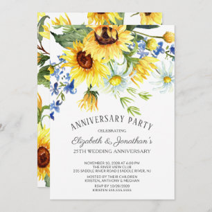 Invitation Sunflower Bouquet 25e anniversaire