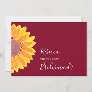 Invitation Sunflower Bourgogne Mariage Bridesmaid