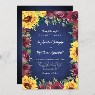 Invitation Sunflower Bourgogne Rose Frontière Mariage de la m