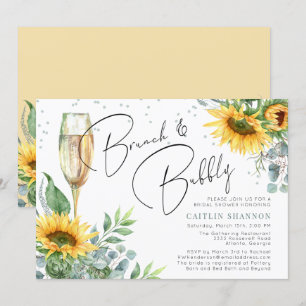 Invitation Sunflower Brunch et Fête des mariées Bubbly