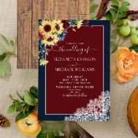 Sunflower Burgundy Navy Blue Wood Script Mariage